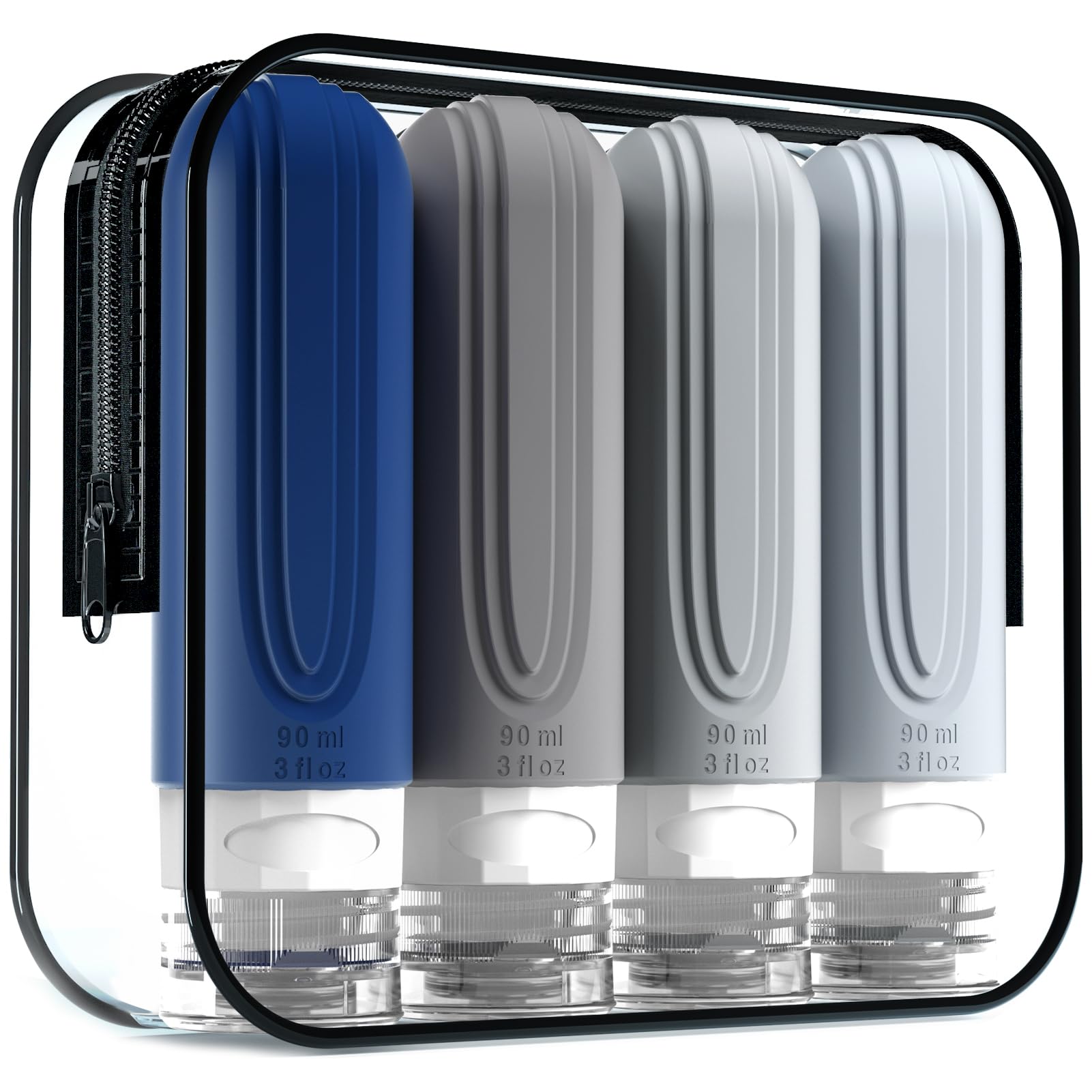 Travel Bottles for Toiletries, Tsa Approved 3oz Travel Size Containers BPA Free Leak Proof Refillable Liquid Silicone Squeezable Travel Accessories for Shampoo Conditioner Lotion (4 Pack)…