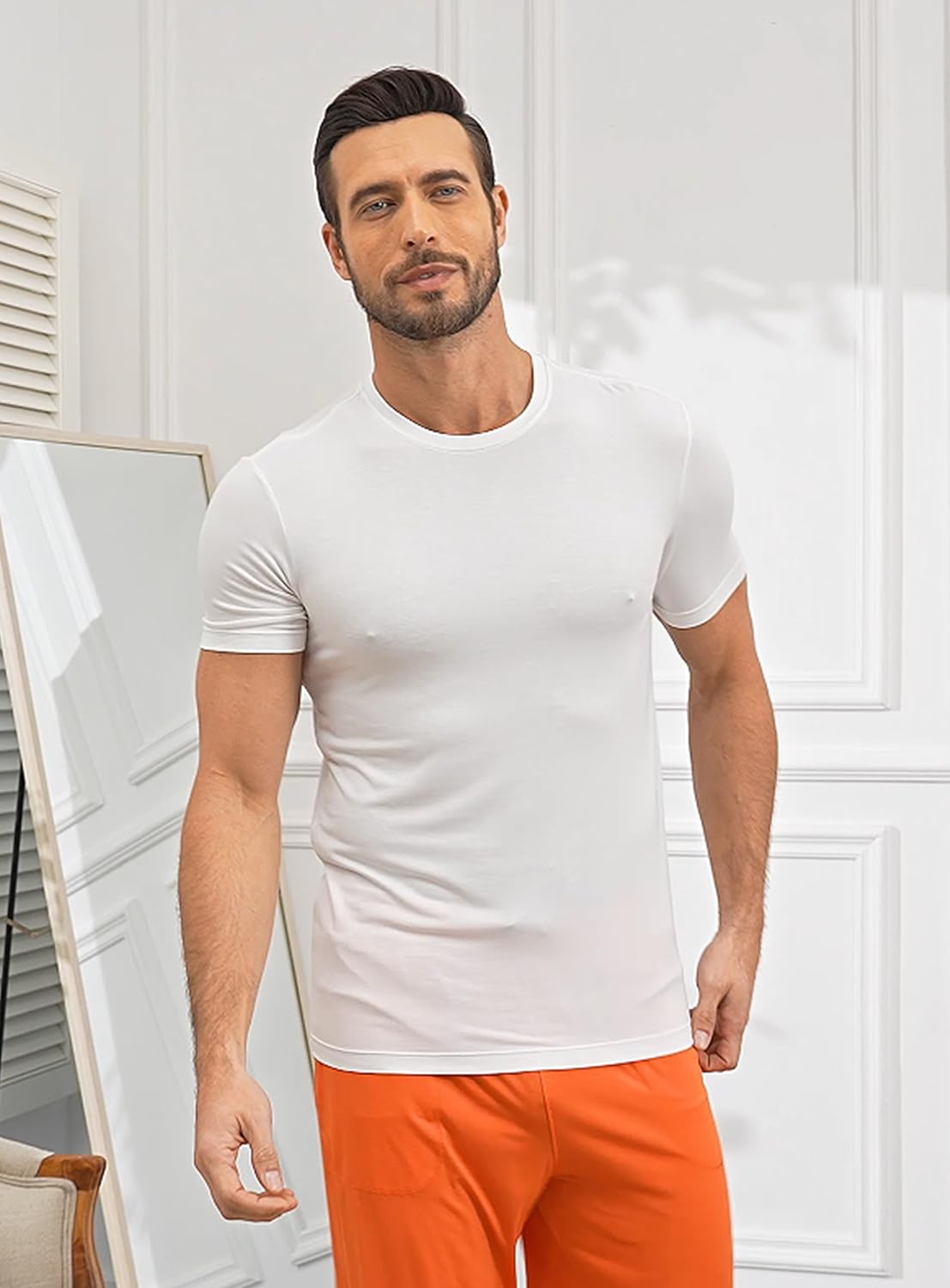 COLORFULLEAF Men's Undershirts Moisture-Wicking Stretchy Soft Crew Neck T-Shirts for Men - Image 6