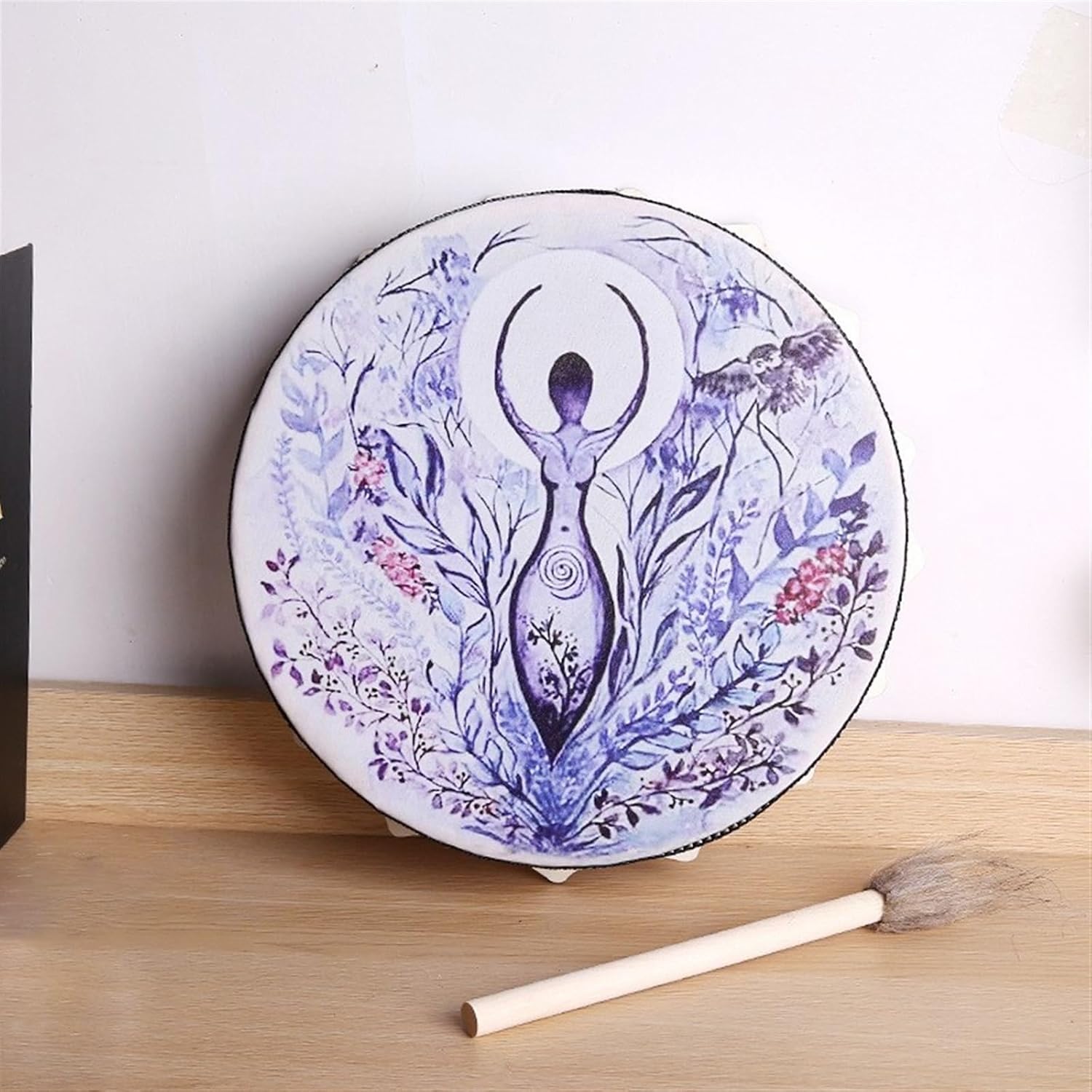 Shaman Drum, Frame Drum Decoration Fashion Native American Drum Music Healing Hand Drum with Drum Stick Bodhran Drum for Meditation, Sleeping Aid(Bird)