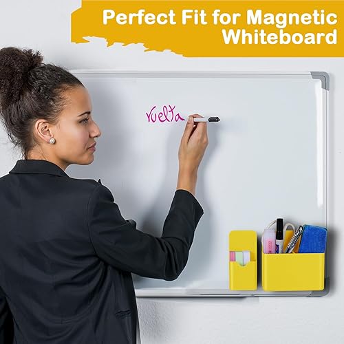 Miniatura 61 de Soporte magnético para bolígrafo, paquete de 2 soportes magnéticos de borrado en seco con compartimentos generosos, marcador de almacenamiento Verde