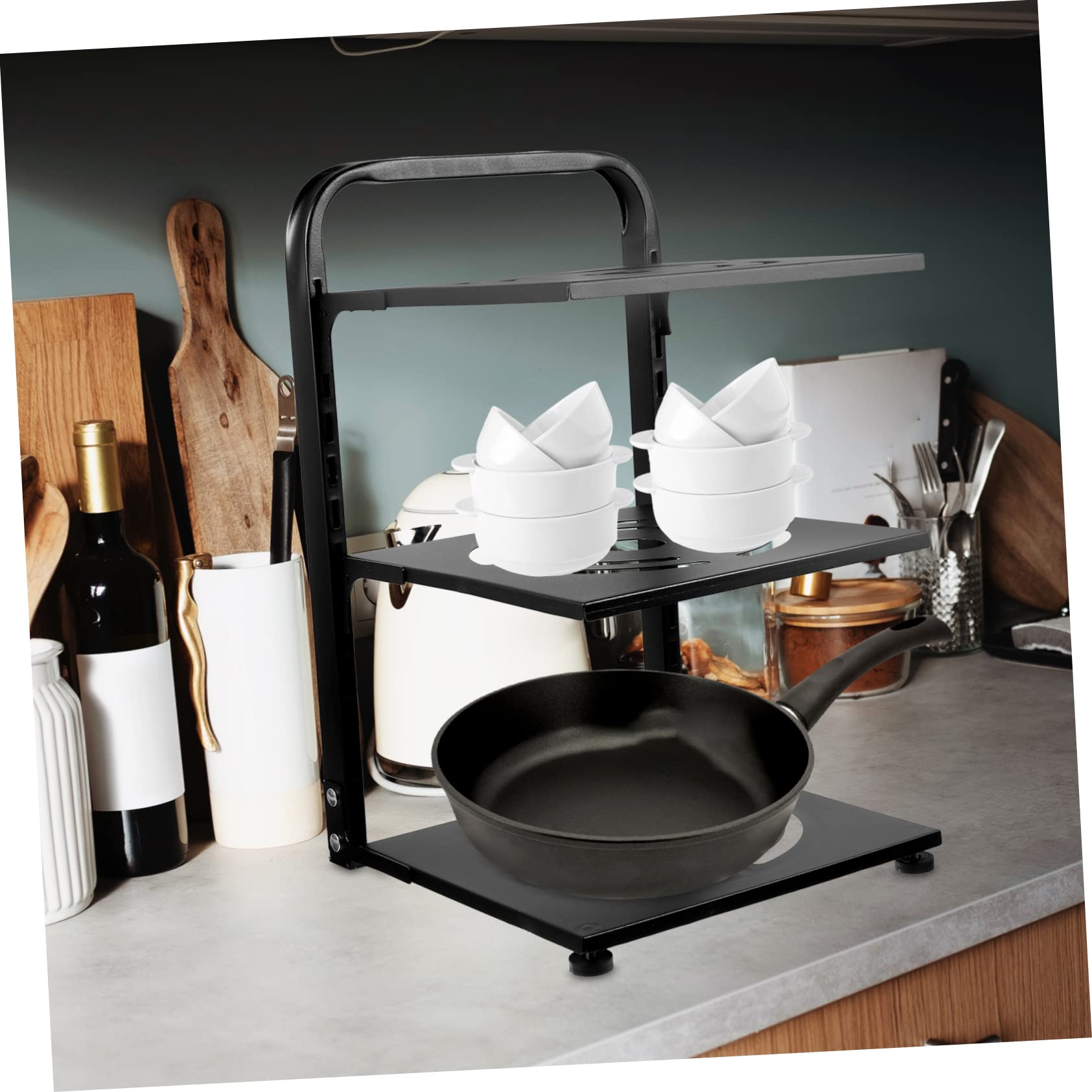 Organizzatore Per Pentole Regolabile Per Pentole e Padelle in Acciaio Al Carbonio Organizer Per Utensili Da Cucina Multistrato