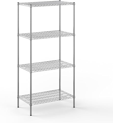 Miniatura 89 de Kit de estantería de alambre cromado de 4 niveles de 24 pulgadas de profundidad x 24 pulgadas de ancho x 64 pulgadas de alto Unidad de estante