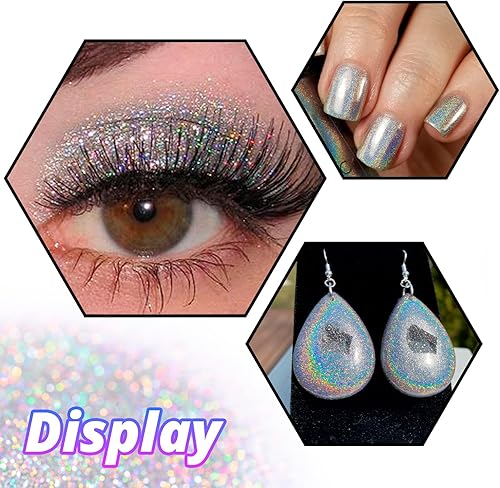 Miniatura 125 de HTVRONT Purpurina blanca fina holográfica – 1.76 oz de purpurina para resina, purpurina fina no tóxica para uñas, resina, fabricación de velas, Negro