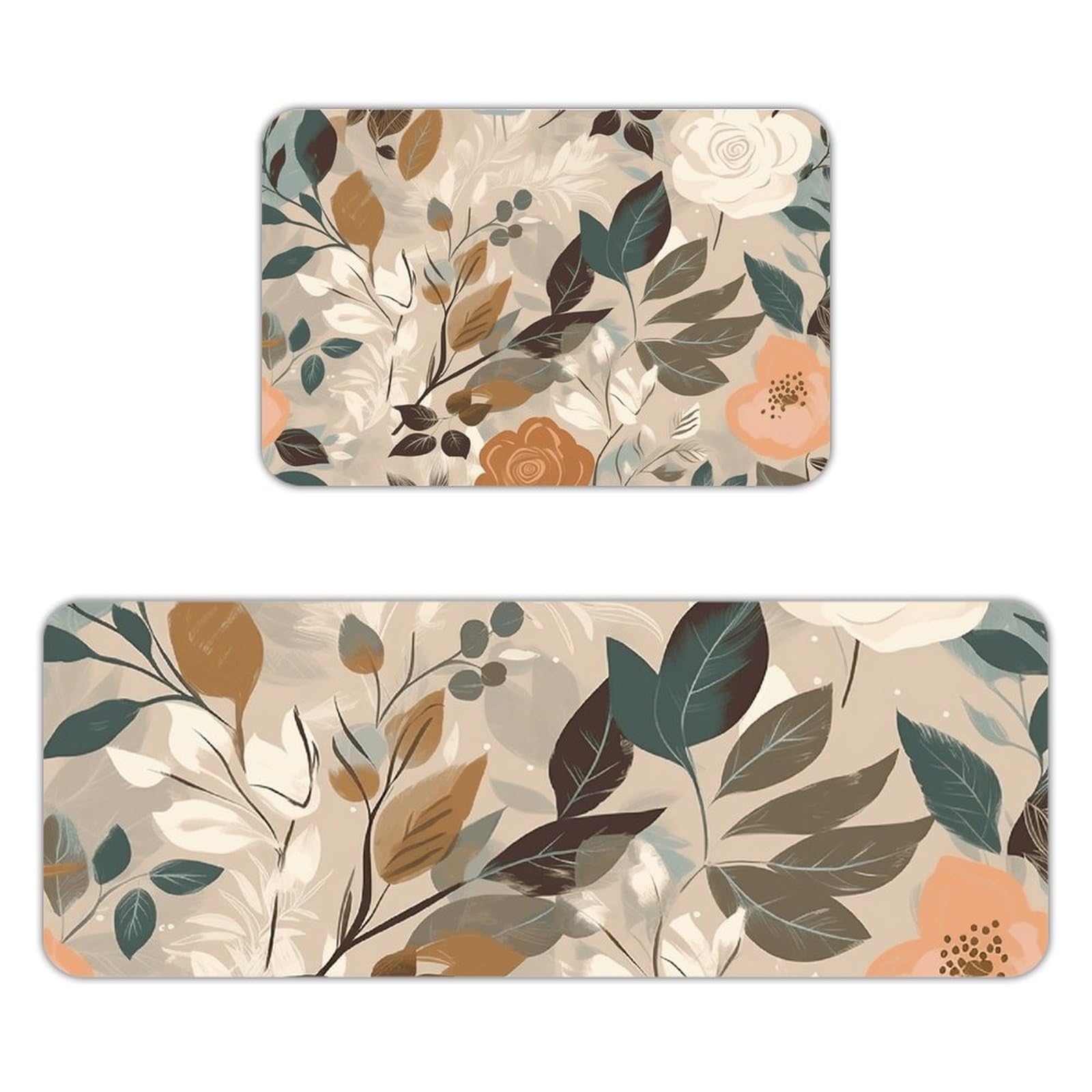 Tapete de cocina de franela aterciopelada suave con elegante patrón floral