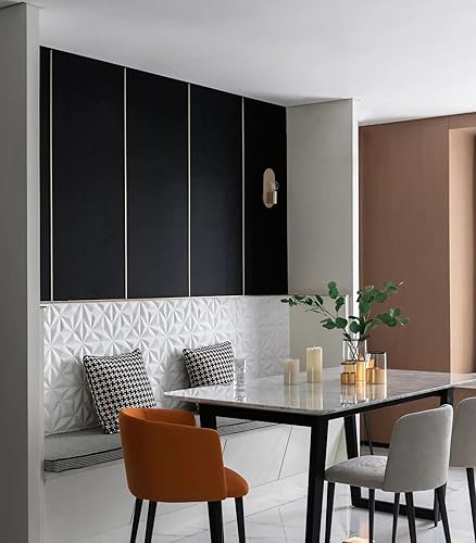 Miniatura 4 de Safiyya Papel tapiz de 314.9 x 17.7 pulgadas, papel de contacto negro, papel de contacto para despegar y pegar, extraíble, autoadhesivo, papel tapiz