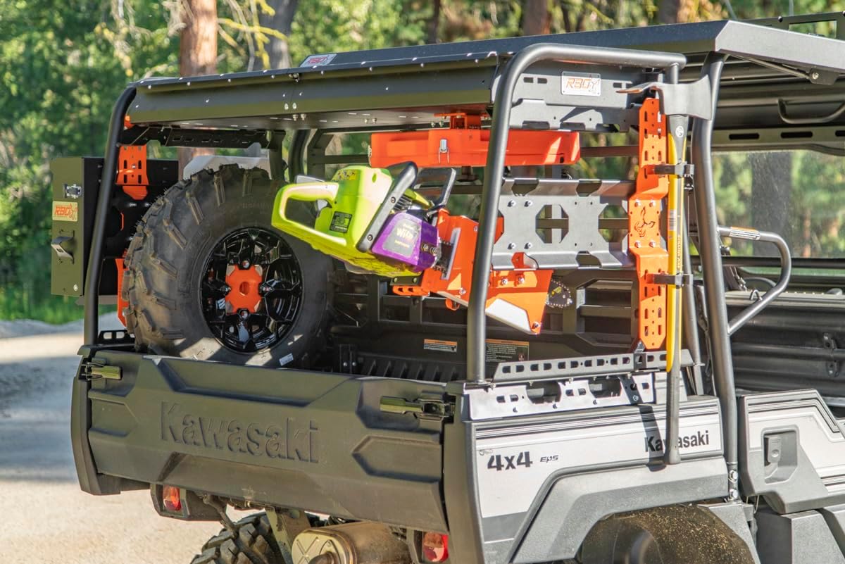 Razorback Offroad UTV Aluminum Mount Bracket | Secure UTV Chainsaw Mount with Ultra High-Density Plastic Holster | Lockabke Aluminum Exoskeleton | Made in USA