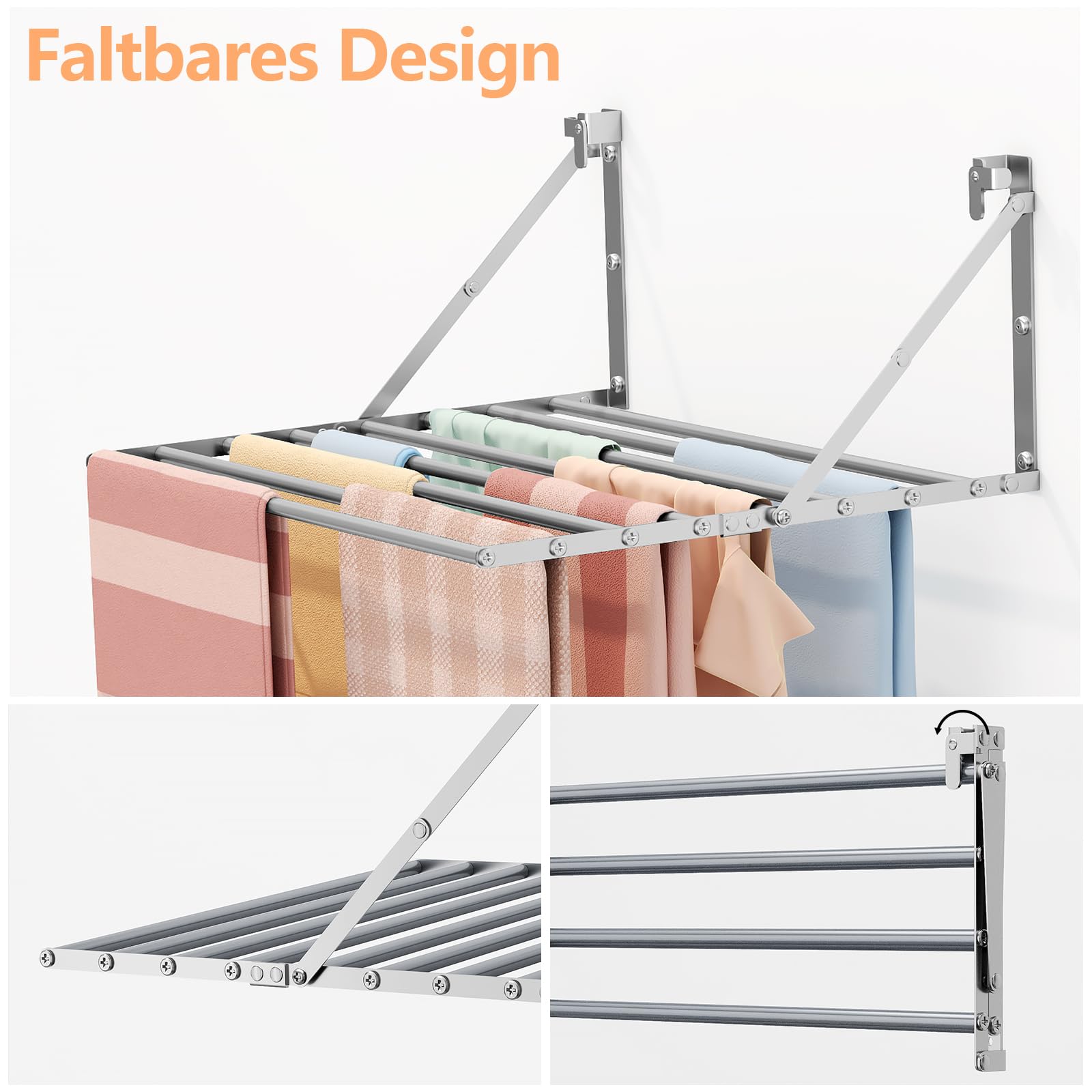 Innotic 2PCS Wäscheständer Wandmontage Klappbar, Wäschetrockner Wand