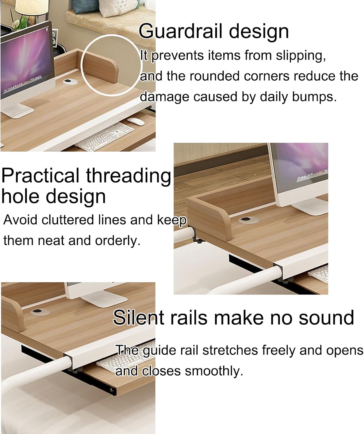 Overbed Table with Wheels, King Queen Bed Table, Swivel Wheel Rolling Tray - Multifunctional Movable Cross-Bed Table, Overbed Table, Rolling Storage Trolley Mobile Computer Desk