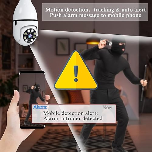 Miniatura 3 de Cámara de seguridad de bombilla, cámara de seguridad de enchufe de luz de 1080P para bombilla con detección de movimiento y visión nocturna (paquete