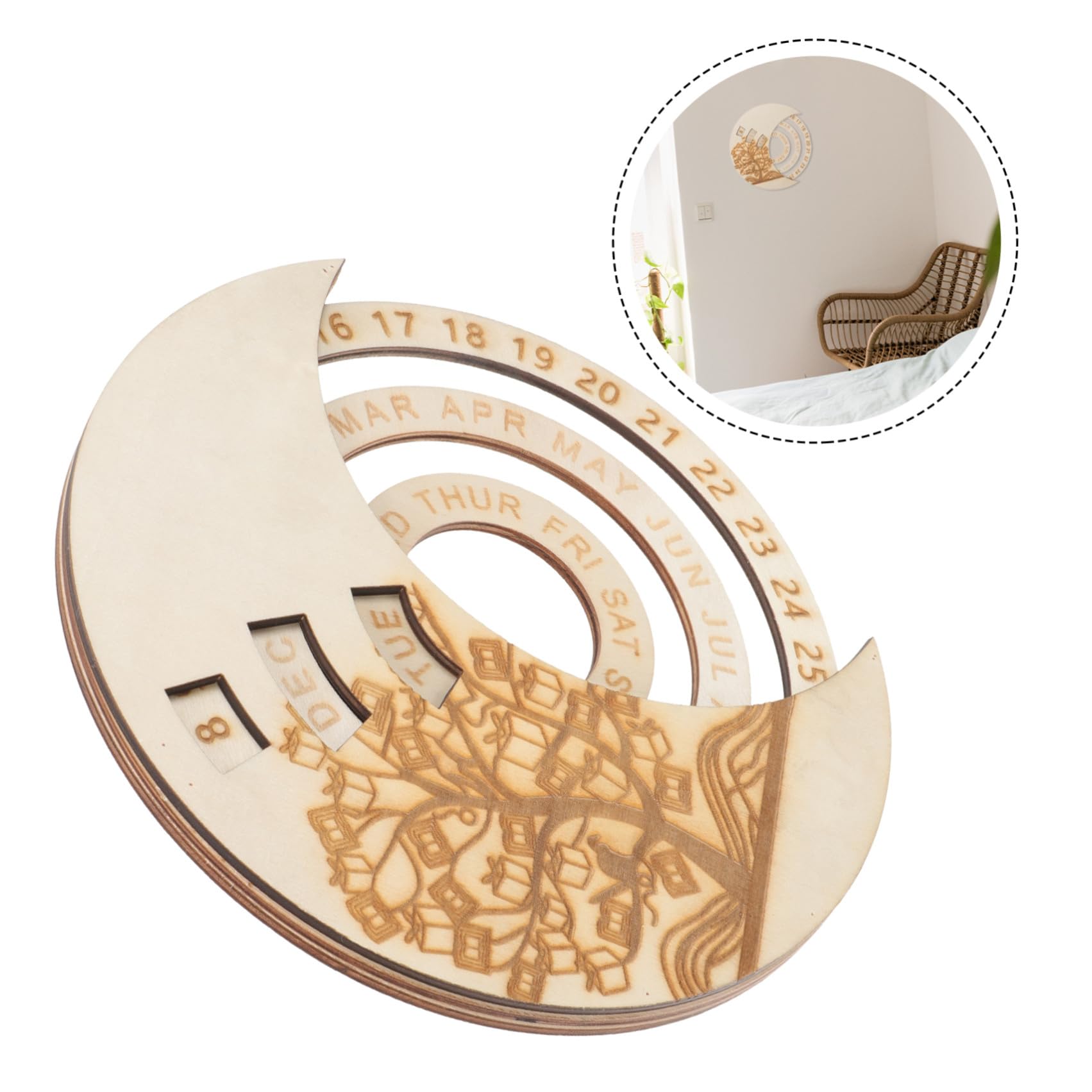 SEWACC 3stücke Moon Design Wandkalender Dekorativer Einstellbarer Mondkalender Für Schlafzimmer Und Büro Handgefertigtes Wandornament Datumsaktualisierung