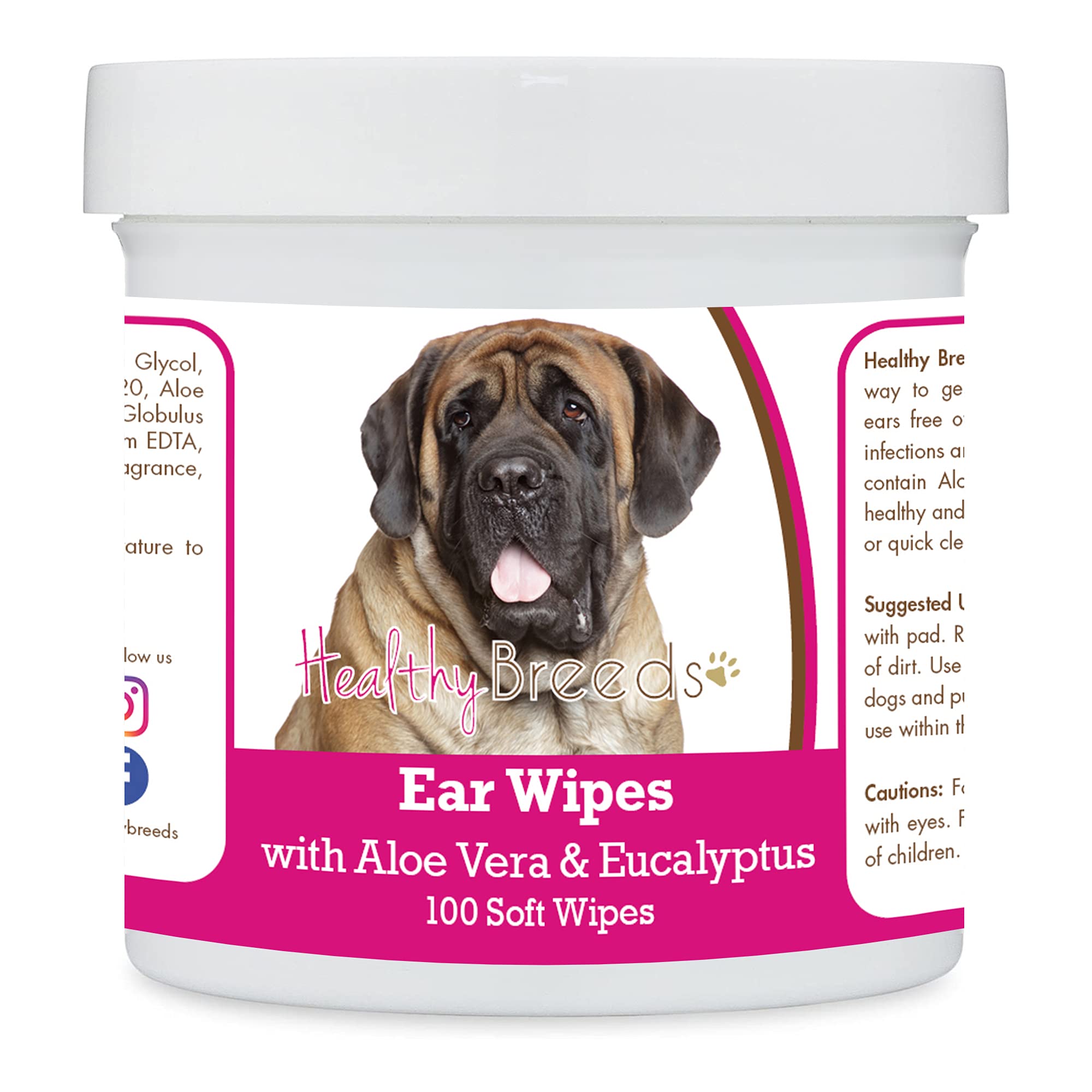 Healthy Breeds Mastiff Ear Cleaning Wipes with Aloe &amp; Eucalyptus for Dogs 100 Count