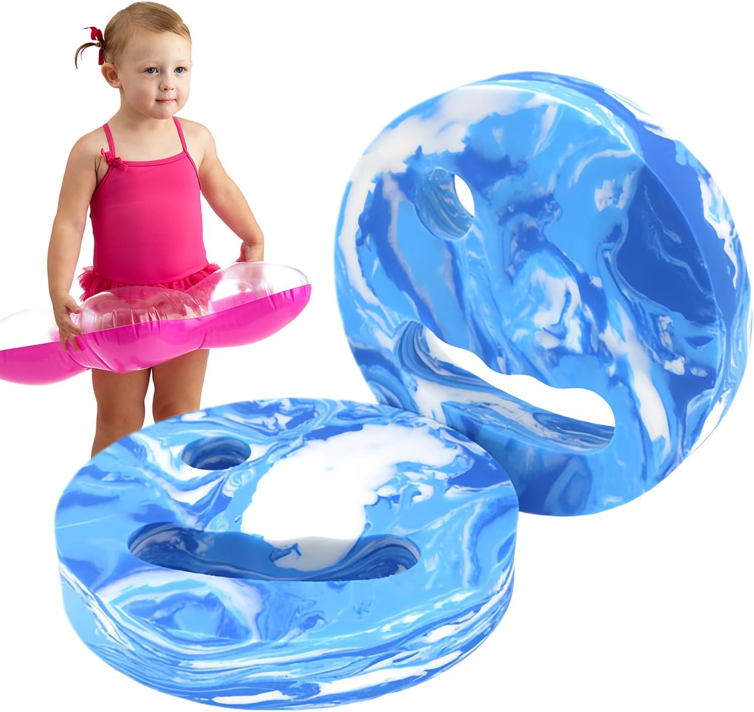 Pool Floats | Floating Board - Aquatic Floating Fitness Equipment with Handrail Holes Pool Accessories for Beginners Kids Teens Sports Summer Outdoors Party