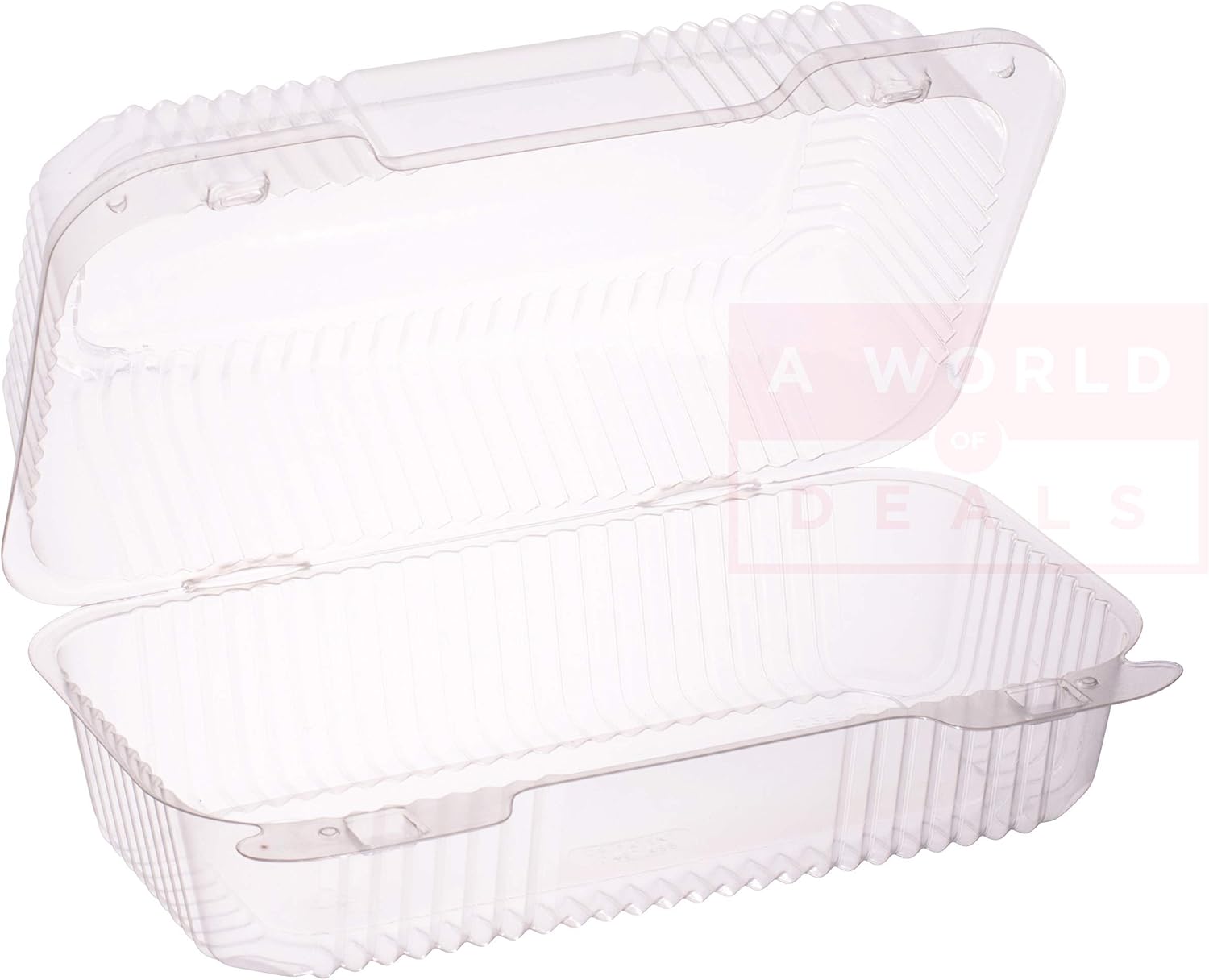 Clamshell Oblong Clear Hinged [50 Pack] Take-Out Plastic Go Sandwich Containers [Size: 9" x 5 3/8" x 3 1/2"]
