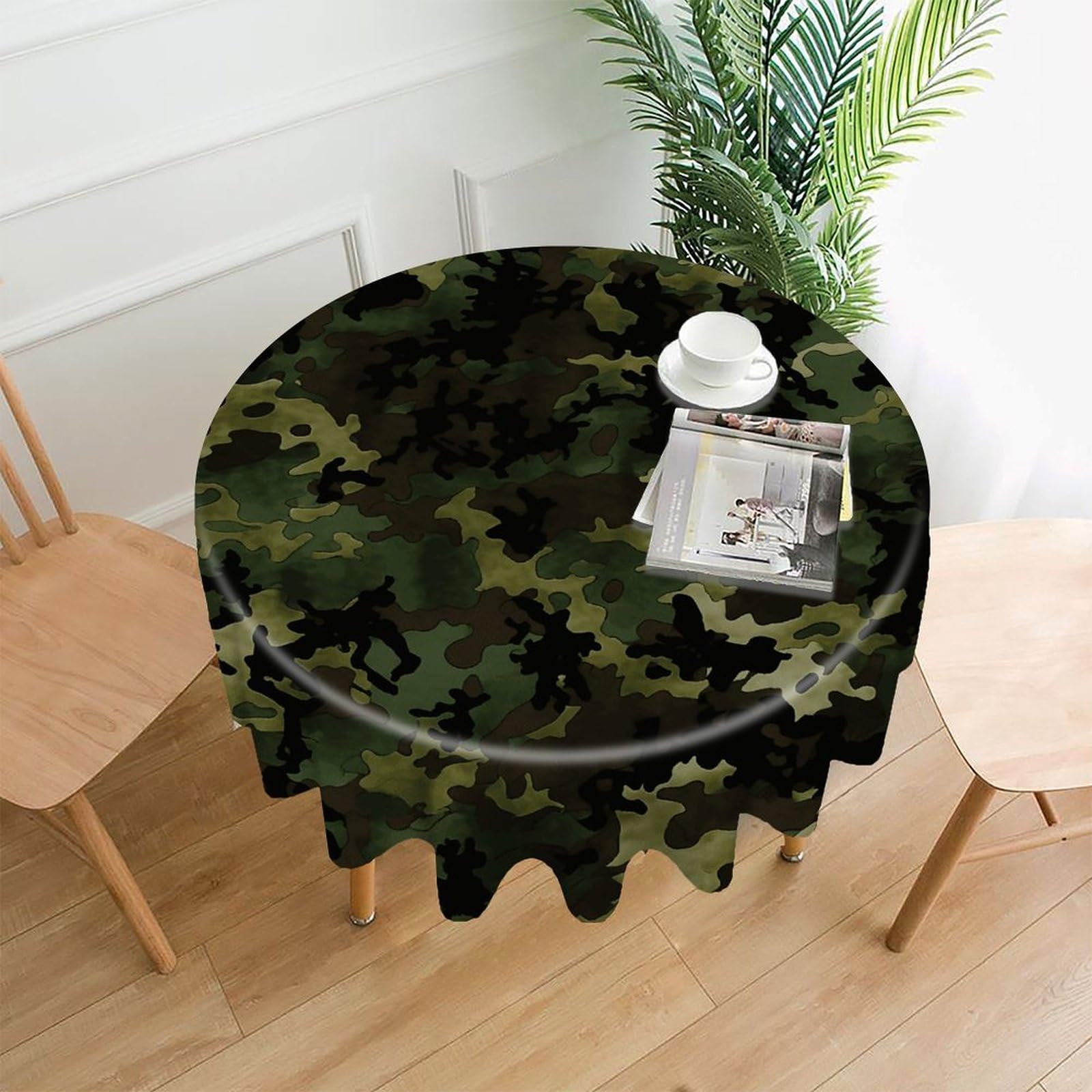 VstaDank Camouflage Pattern Table Cloth Fashions Washable Round Tablecloth Decorative Table Cover Comfortable Straight Edge Tablecover for Dining Kitchen Party Outdoor 60 Inch