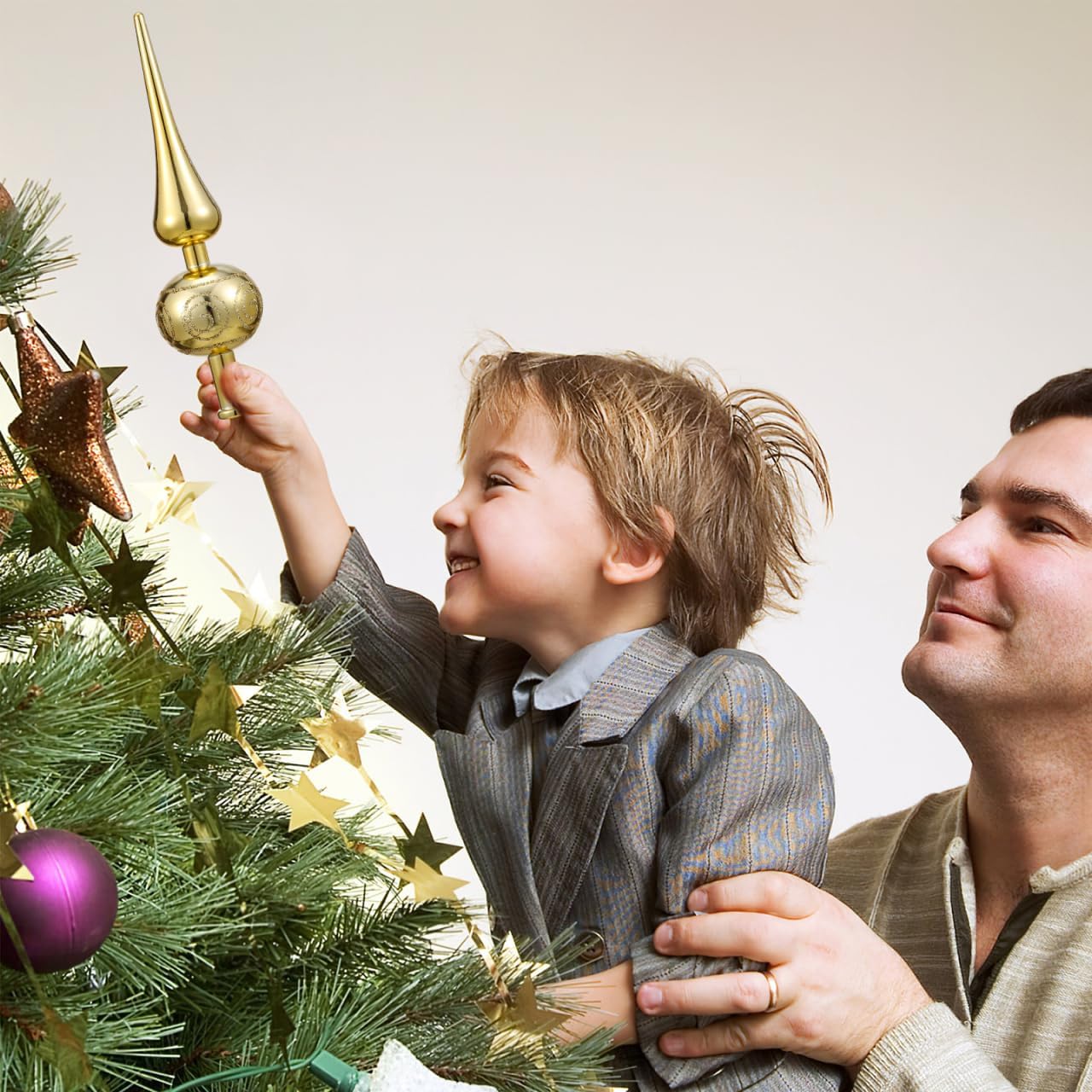 3 Pcs Christmas Tree Topper - 9 Inch Vintage Finial Plastic Finial Tree Topper - Mid Century Metallic Treee Ornament Decorative for Home Xmas Holiday Party Decorations - Image 6