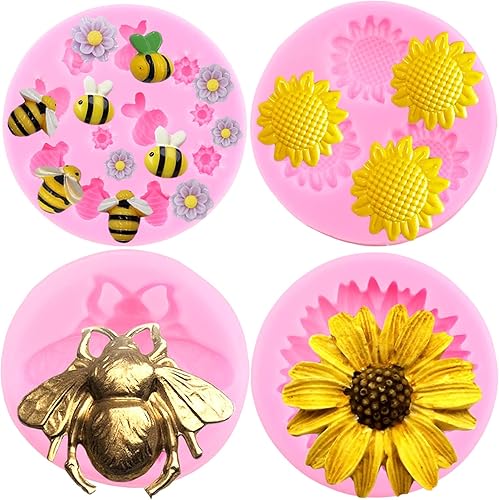 Mujiang Molde de girasol para fondant, moldes de silicona para decoración de pasteles, decoración de cupcakes, polimero de caramelo, arcilla y pasta