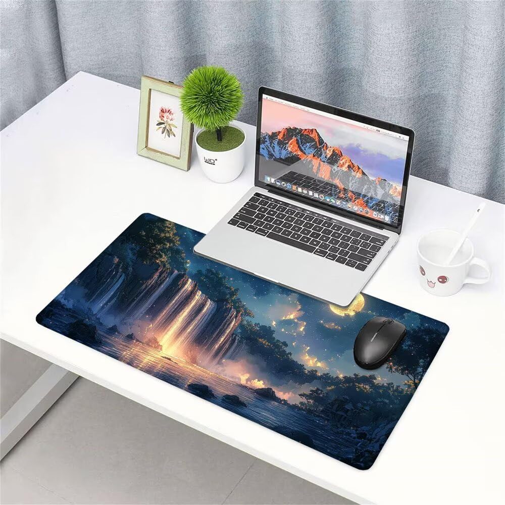 Tappetino Mouse Gaming xxl Accessori Scrivania Ufficio Nero Cielo stellato Grande Tappetino Mouse e Tastiera Sottomano da Scrivania 1200x600x3mm Base Antiscivolo, per PC Laptop Studio Casa d-486