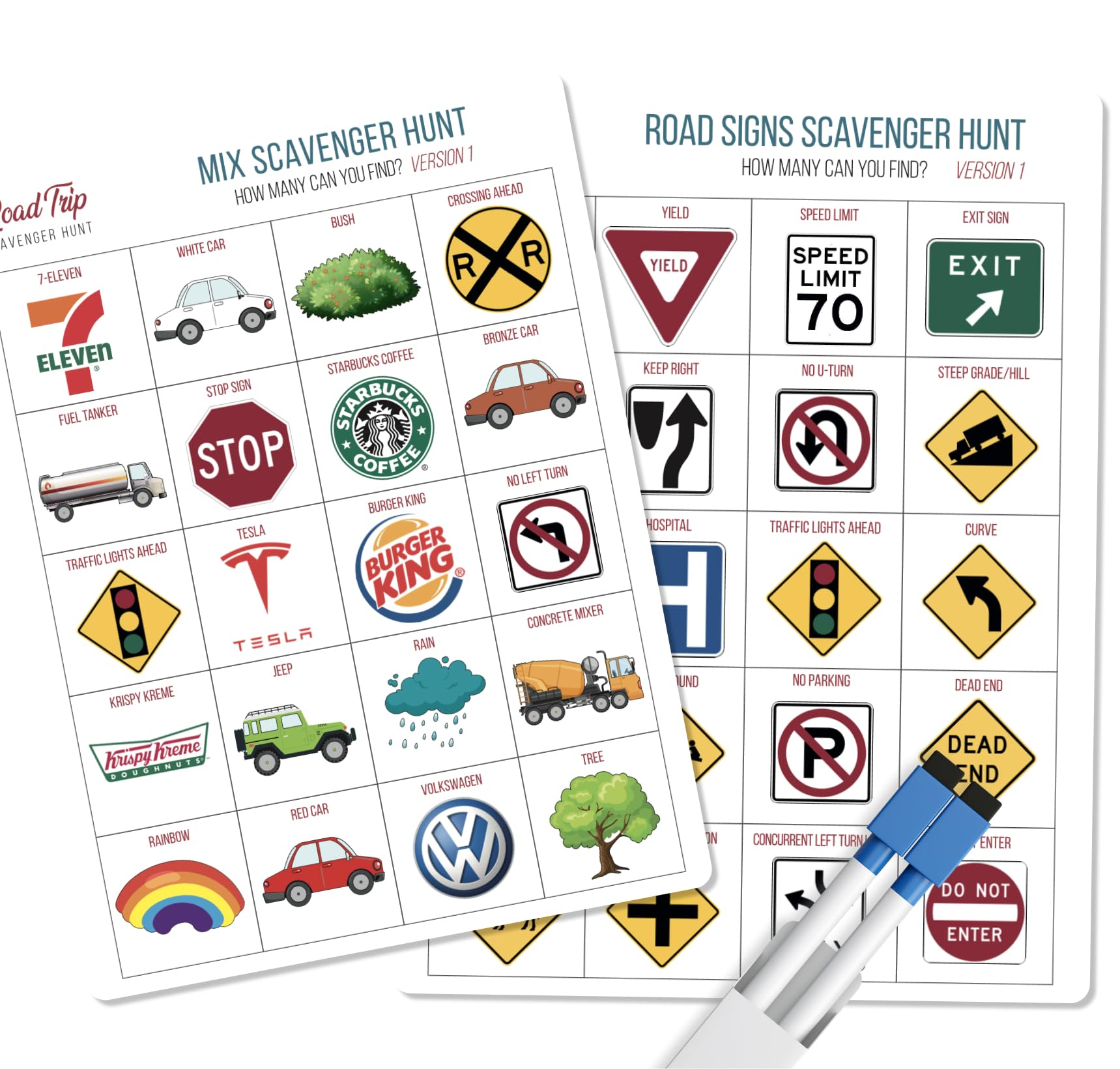 WELL BALANCED Car Bingo - Travel Bingo - Road Trip Bingo - Road Trip Must-Haves and Activities for Kids Ages 3-8: Car Games - Engaging Car Activities for Kids, Road Trip Games