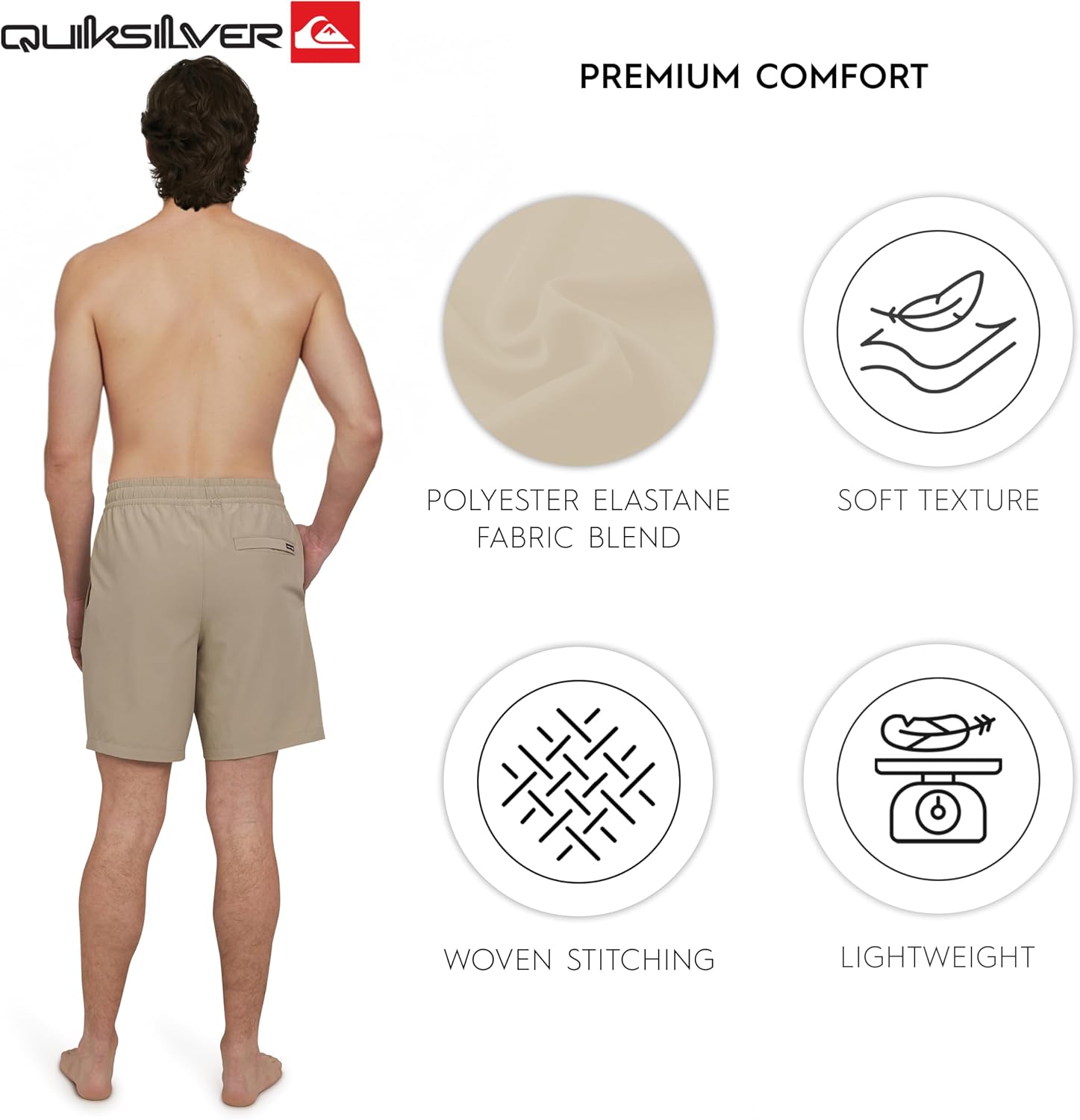 Quiksilver Men's Regular Fit Stretch Waist Water Friendly Active Hybrid Shorts (S-XXL)