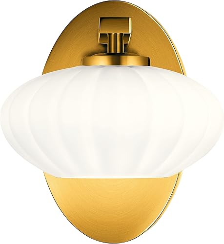 Miniatura 4 de Kichler Pim 8" 1 Aplique de pared de luz con cristal de ópalo grabado satinado en oro zorro