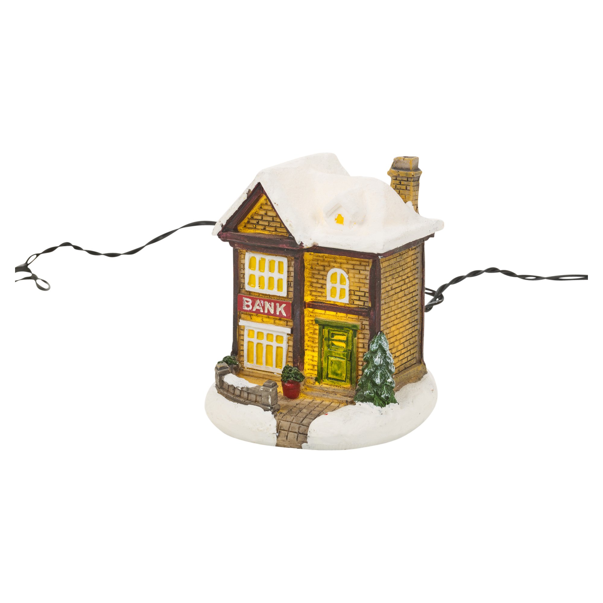 Pueblo en invierno de Navidad con luz led