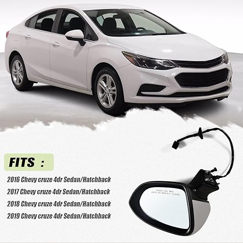 Miniatura 10 de Lqito Espejo lateral izquierdo del conductor compatible con Chevy Cruze SedanHatchback 2016-2019 con vidrio eléctrico sin calefacción, sin