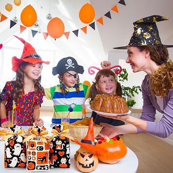 Shintop Halloween Treat Bags, 50PCS Small Drawstring Goodie Bags