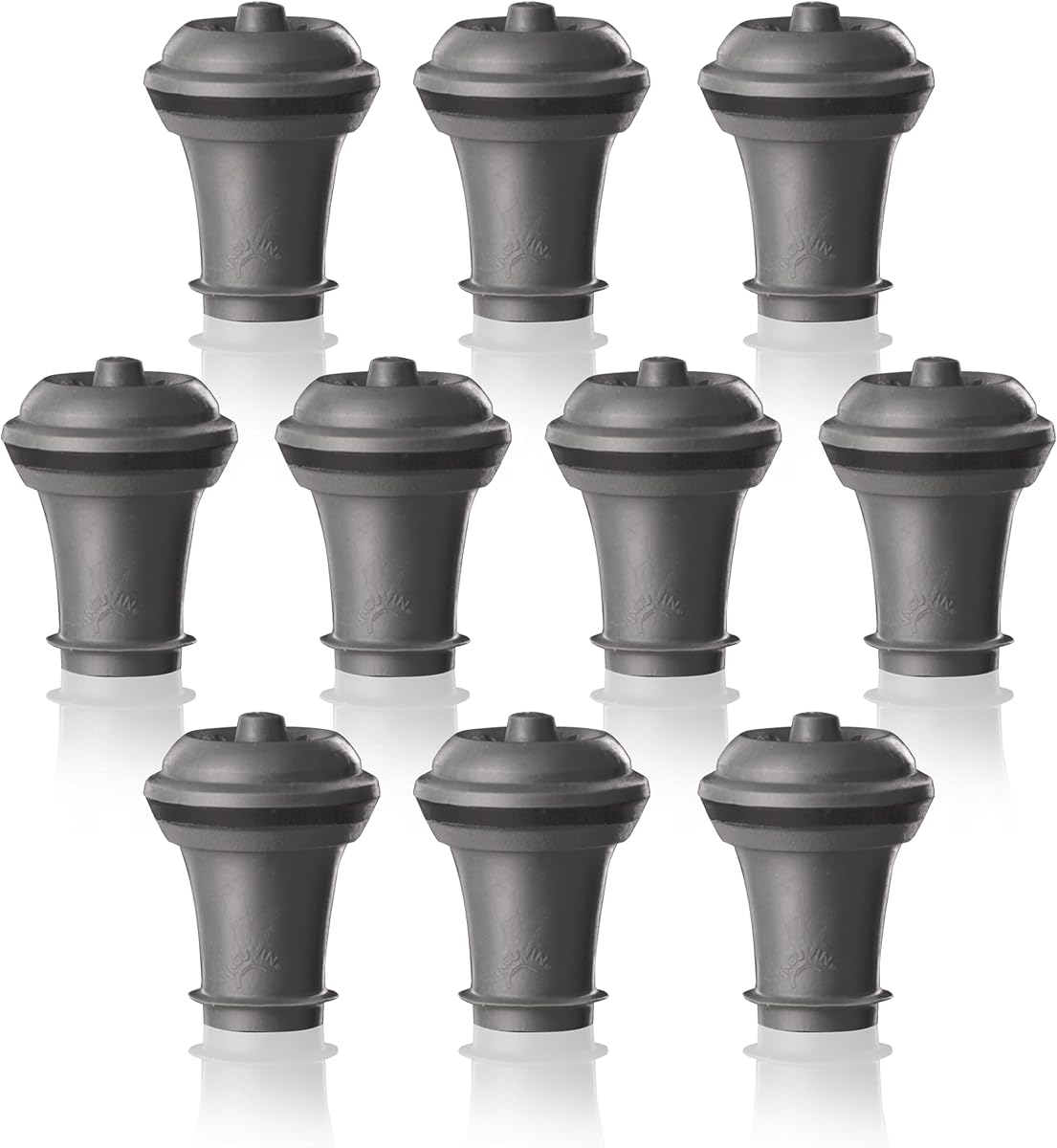 Tapón de vino Vacu Vin, paquete de 10 tapones para botellas de vino al vacío, alternativa al corcho | 10 tapones de vino al vacío grises, para Wine Saver Pump, hasta 10 días de frescura, reutilizables, aptos para lavavajillas, fabricados sin BPA