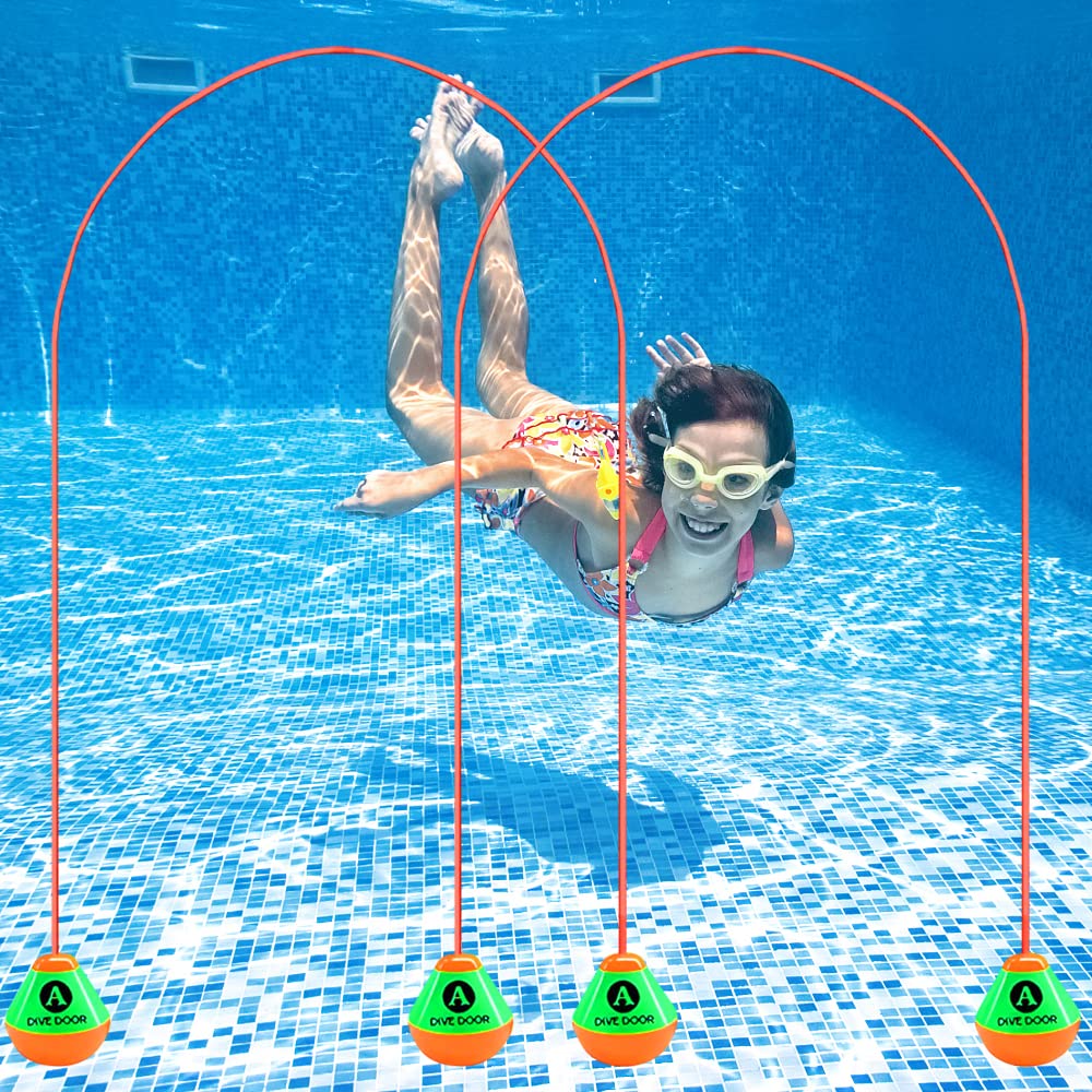 mizikuu Juguetes de Buceo, 2 Piezas Puerta de Natación Juguetes Ajustable 2.5M Juguete de Buceo Piscina Juguetes Puertas de Inmersión Reutilizable para Niños,Adultos,Verano Juegos al Aire Libr