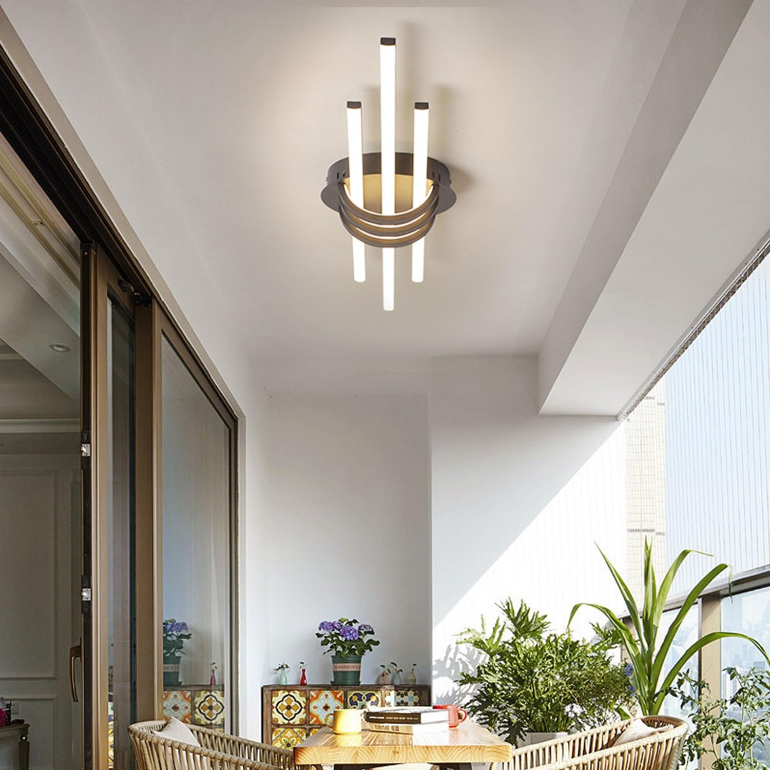 Deckenleuchte Moderne LED Dimmbar Skandinavischer Stil Deckenlampe Minimalistisch Innen Decken Beleuchtung Mit Fernbedienung for Schlafzimmer Gang-Lampe Korridor Licht Pendelleuchte(Schwarz,80cm)