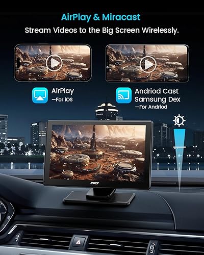 Miniatura 7 de IK5 - Pantalla inalámbrica Apple CarPlay y Android Auto de 9 pulgadas, estéreo portátil para automóvil con cámara de tablero 4K y cámara de respaldo
