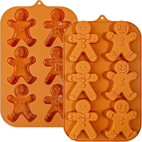 Miniatura 2 de Webake Molde de silicona para hombre de jengibre, 6 cavidades con forma de hombre de jengibre para pasteles, jabón, gelatina, galletas (paquete de 2)