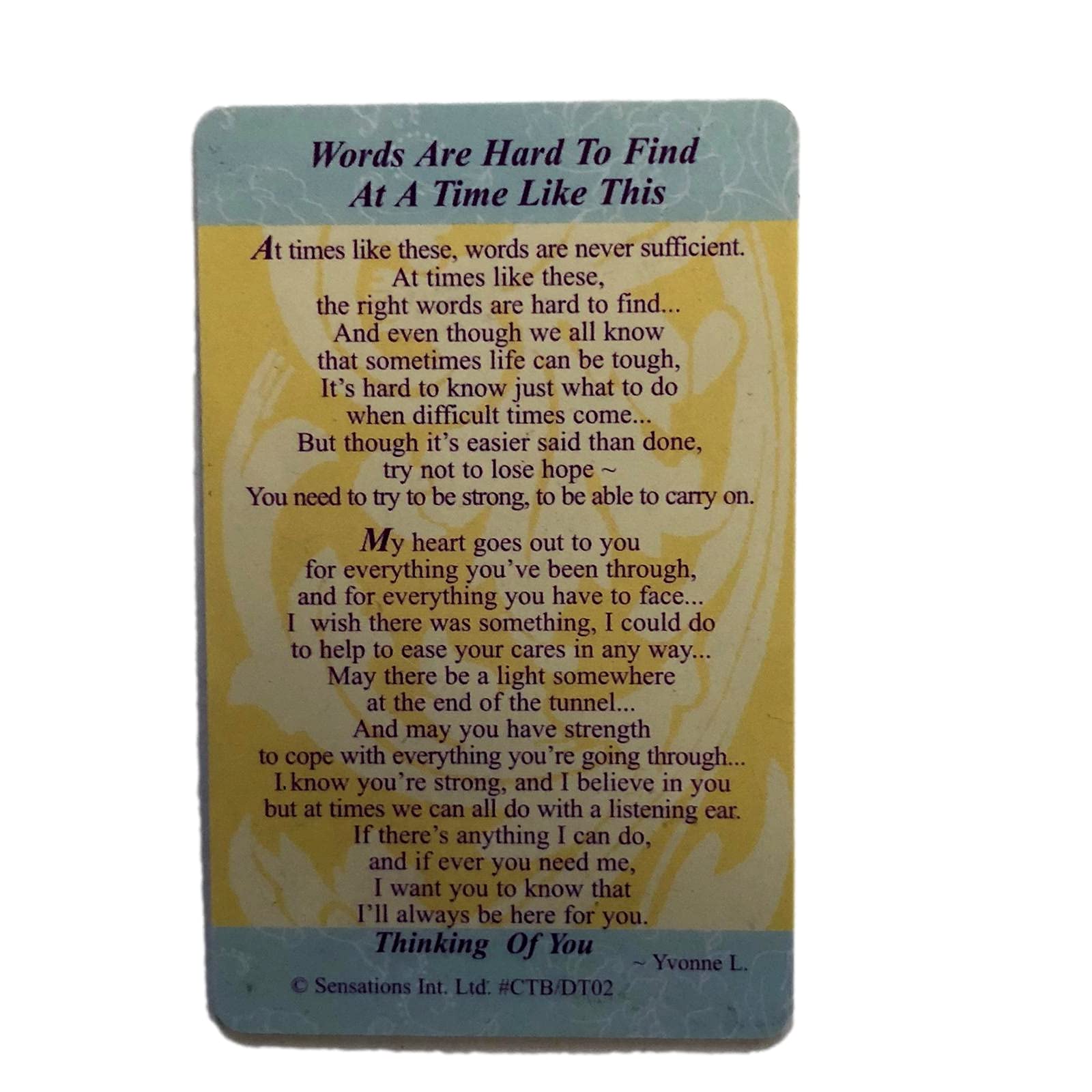 shop inc Words Are Hard To Find At A Time Like This ...Wallet/Purse Card...