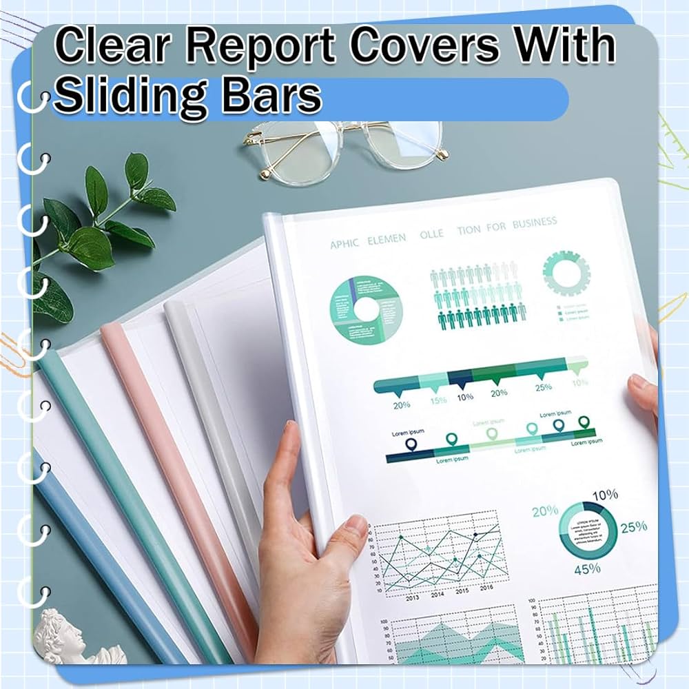 10 Copertine Plastica A4 Con Barra Scorrevole | Cartelle Per Documenti Ufficio Scuola Viola