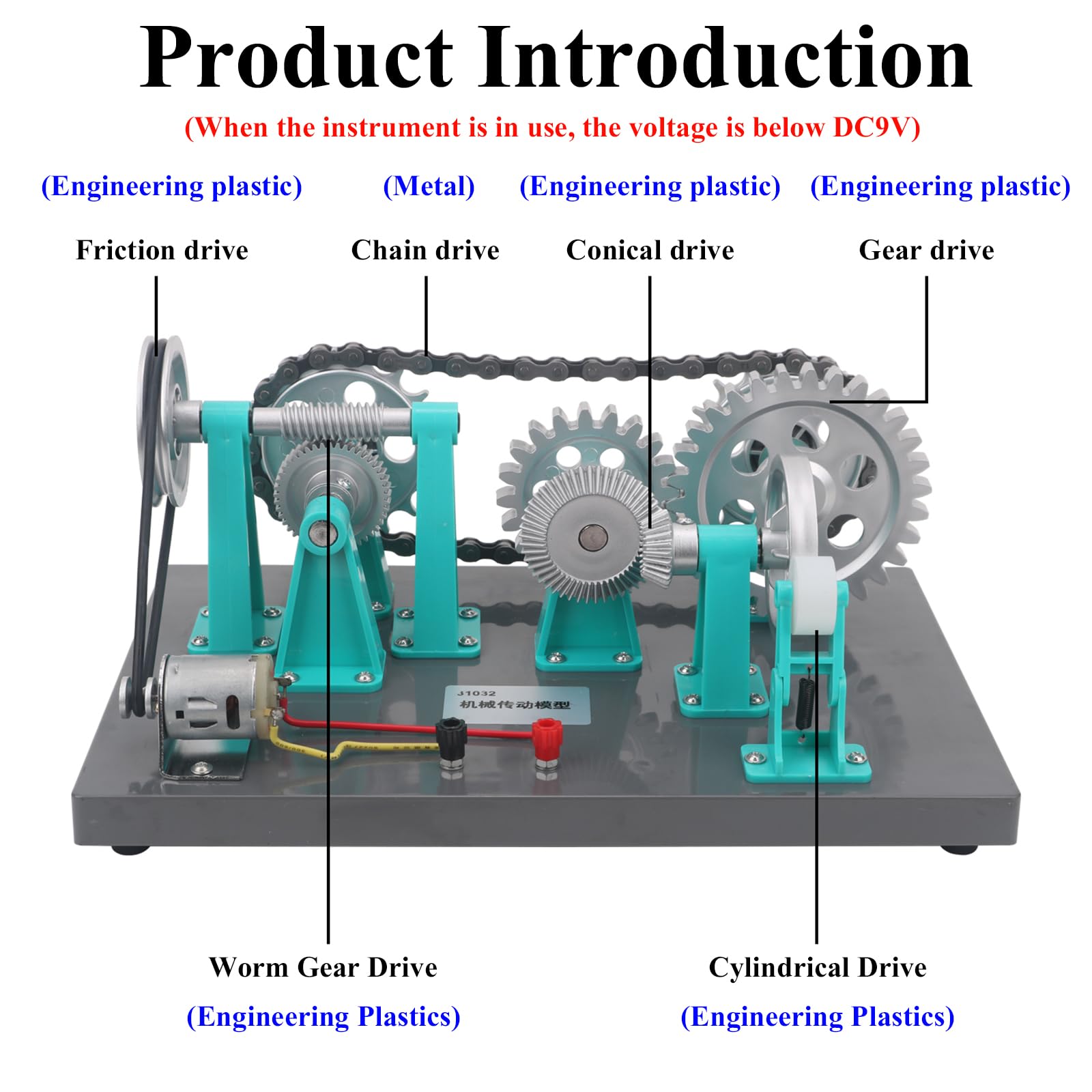 Modelo De Transmisión Mecánica, Instrumento De Enseñanza De Demostración Electromecánica con Fuente De Alimentación, Efecto De Demostración Claro E Intuitivo, Operación Simple.