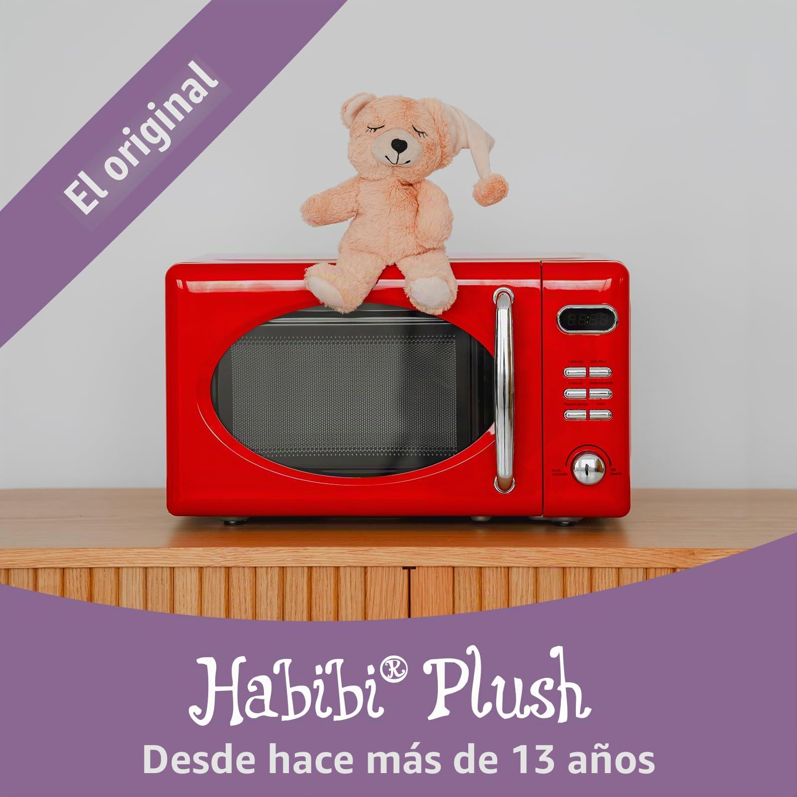 Habibi Premium MIDI Deluxe – Cojín de calor para bebé y niños – 2036 Mini oso, relleno de mijo extraíble, para calentar en el microondas – Peluche para recién nacido
