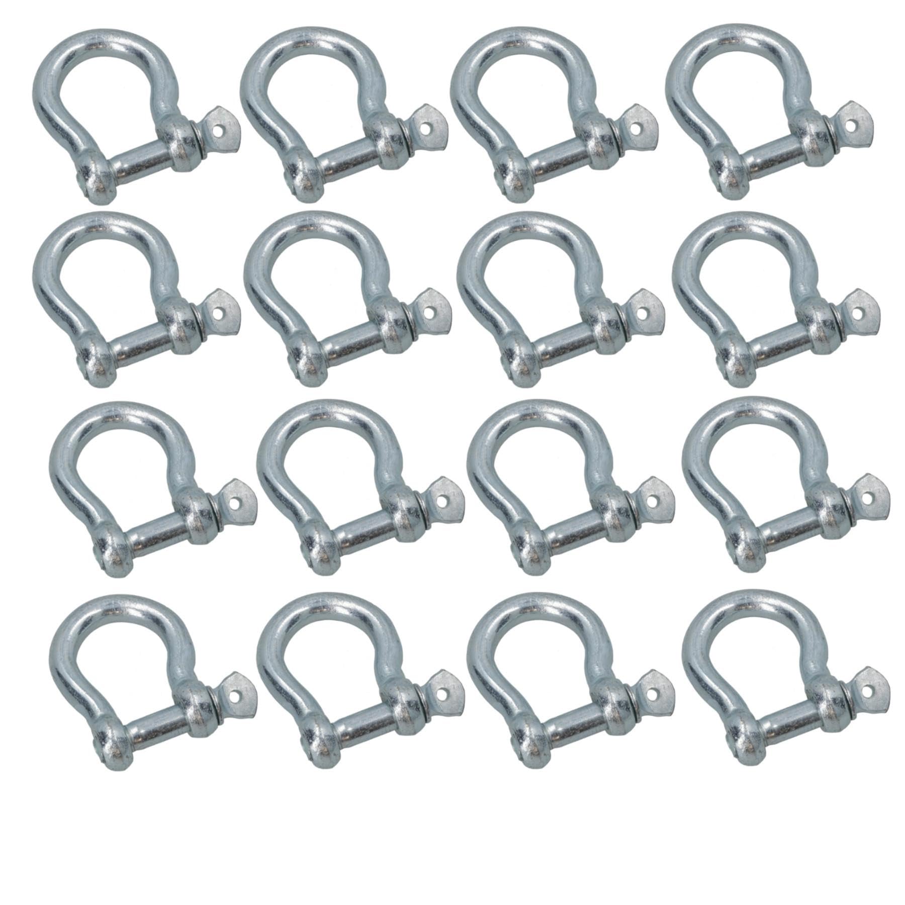 AB Tools 12mm Galvanised Bow Shackle 16 Pack Single Shackle Link Chandlery Boat Yacht