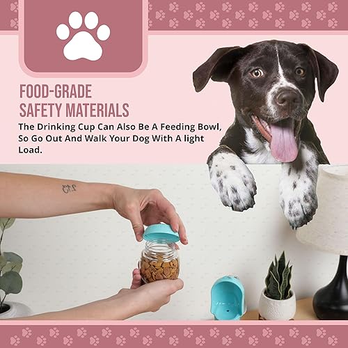 Miniatura 4 de Botella de agua portátil a prueba de fugas para perros con tazón, dispensador de agua para mascotas de viaje para caminar y senderismo, plástico de