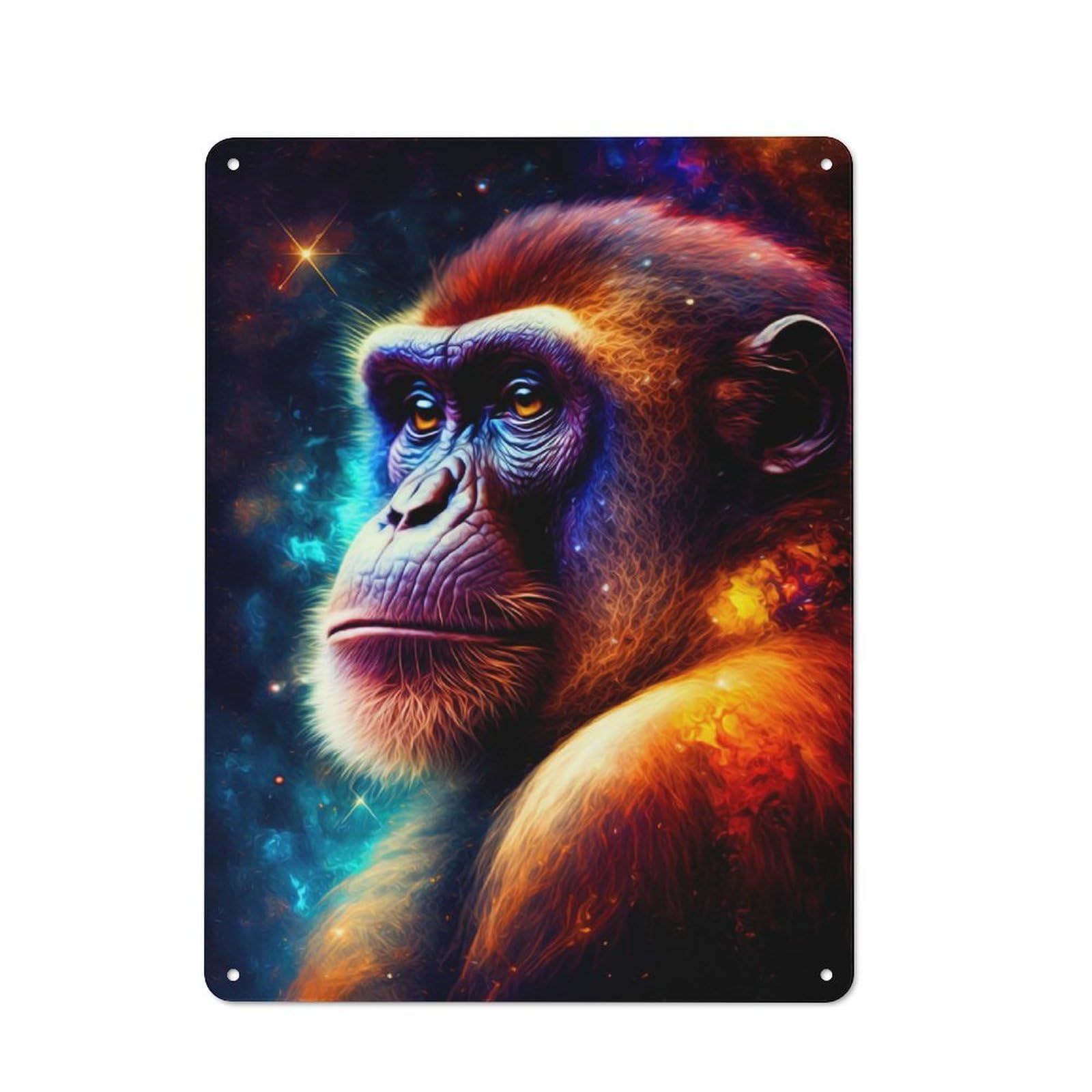 Retro Metal Wall Sign 40x30cm Featuring Gorilla for Pub Or Café, for Garage, Workshop And Man Cave Decoration