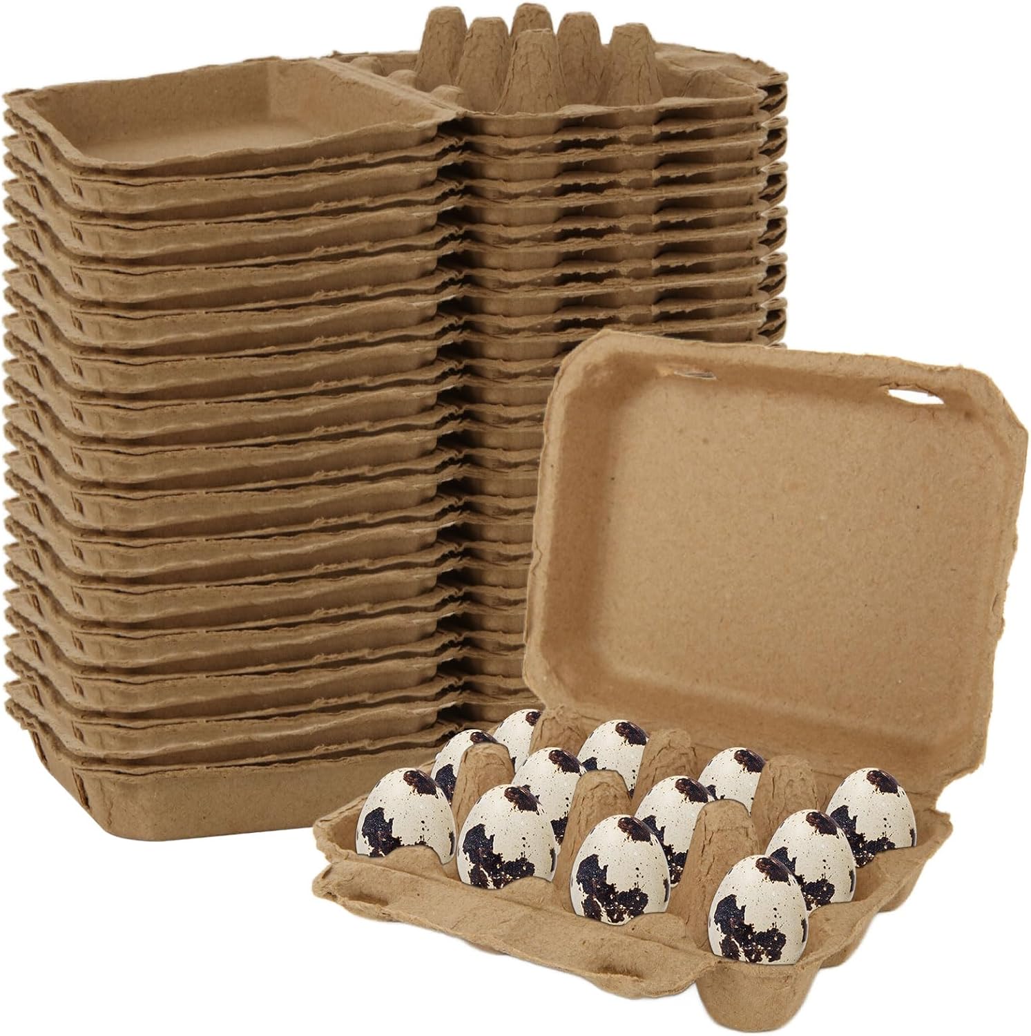 50 Pcs Paper Quail Egg Cartons Pulp Paper Eggs Container 3x4 Blank Dozen Egg Box Reusable for 12 Count Quail Egg Carton Storage Tray for for Home Family Kitchen Refrigerator Farmhouse