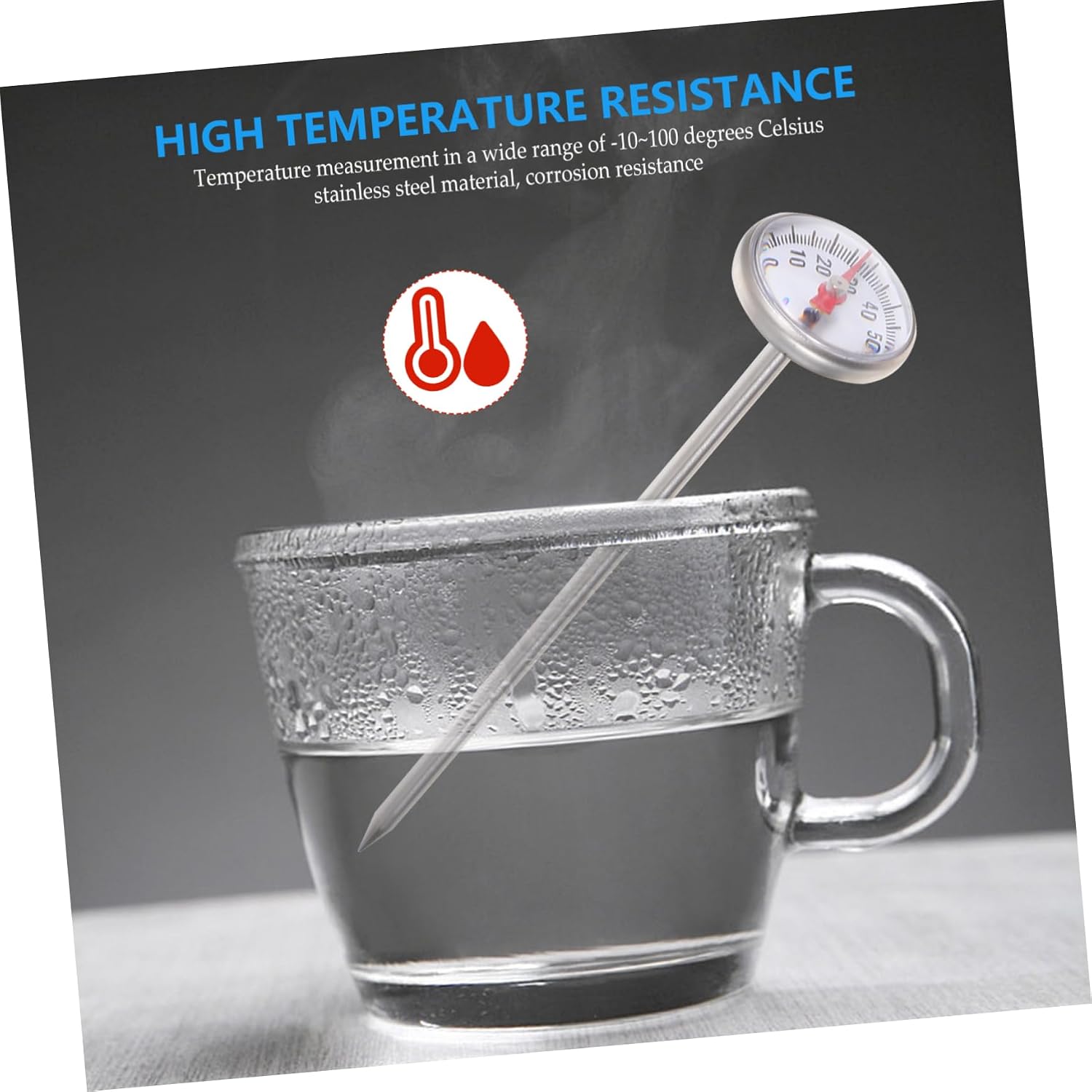 Cabilock 2pcs Water Thermometer for Formula and Milk Accurate Temperature Measurement Easy Clean Dial Thermometer for Steaming Milk and Beverages