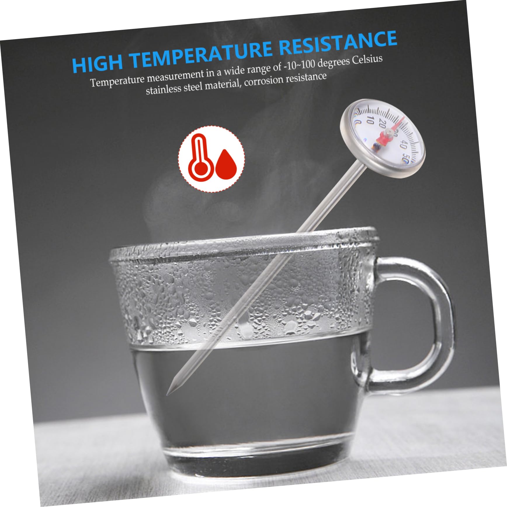 Cabilock Accurate Water Milk Thermometer for Espresso Tea Digital Thermometer Long Probe for Milk Froth Control