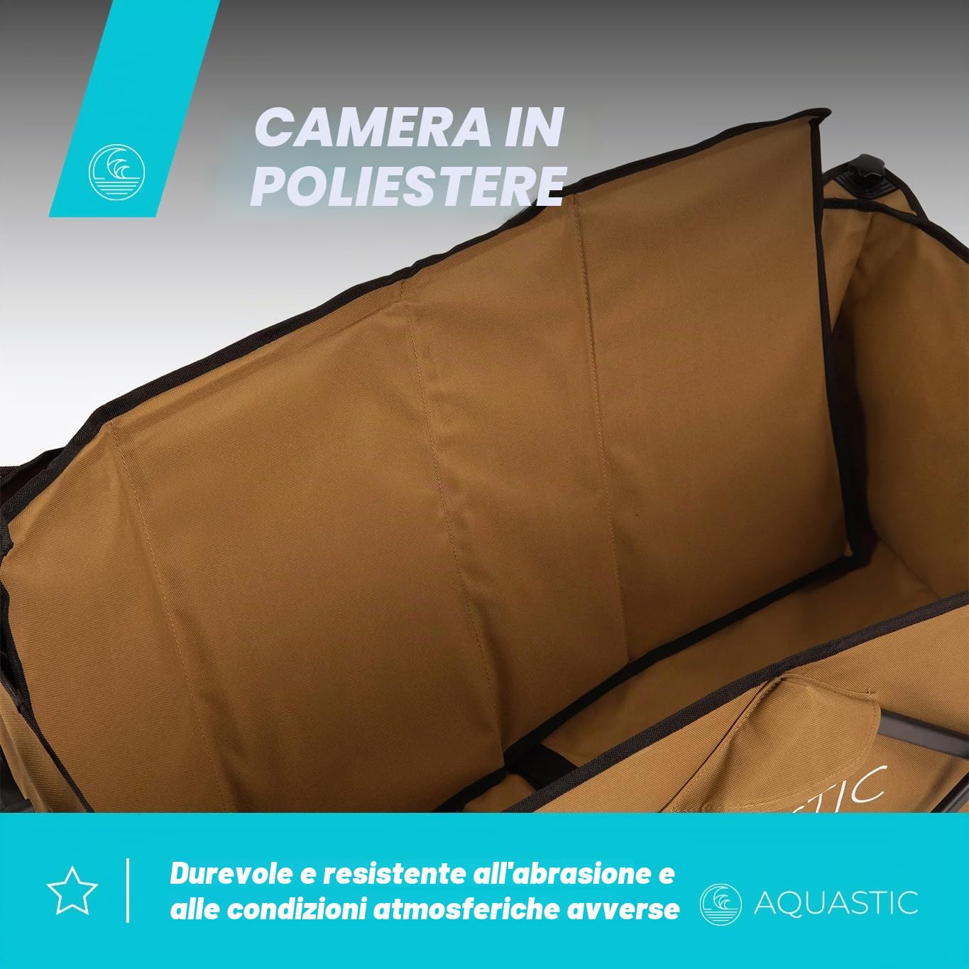 Aquastic - Carrello Pieghevole Caro 90x47x55 cm - Carrello Da Trasporto Resistente Con Grandi Ruote 127L Per Spiaggia Giardino E Campeggio Marrone