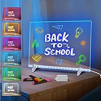 Timisigns 13x10 LED Light Up Dry Erase Board - 7 Colors, 6 Modes, Markers & Adapter Included - Kids Drawing Board & Holiday Gift
