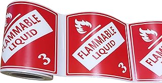 Red Hazard Class 3 D.O.T.Flammable Liquid Rhombus，4inch Warning Stickers Adhesive Labels for Boxes,Shipping Package Warning(300PCS/ROLL)