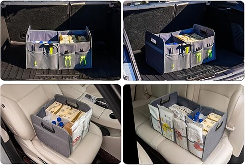 Miniatura 7 de Organizador de maletero para automóvil, almacenamiento de carga plegable, gris, 55L, para SUV, coche, camión, poliéster Oxford impermeable 600D, 2