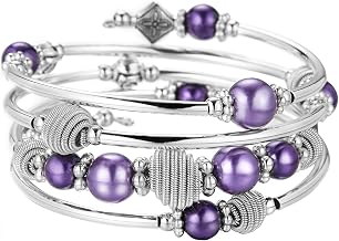 FULU AUTUMN Silver Bead Bracelet for Women, Bohemian Multilayer Jewellery, Mother's Day Gift for Mum