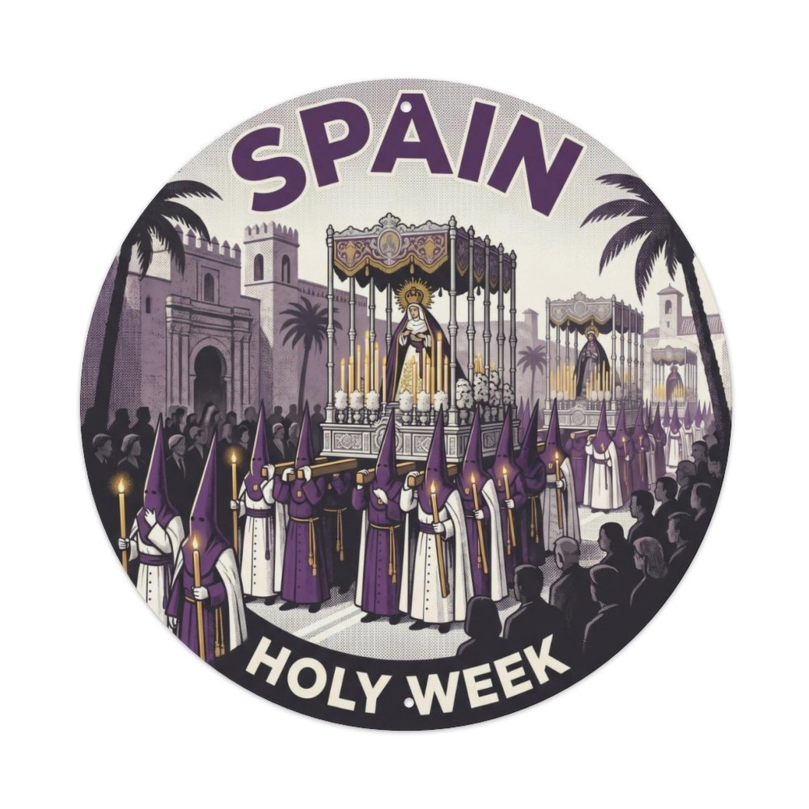 Malaga Holy Week Spain Travel Destination Metal Tin Sign