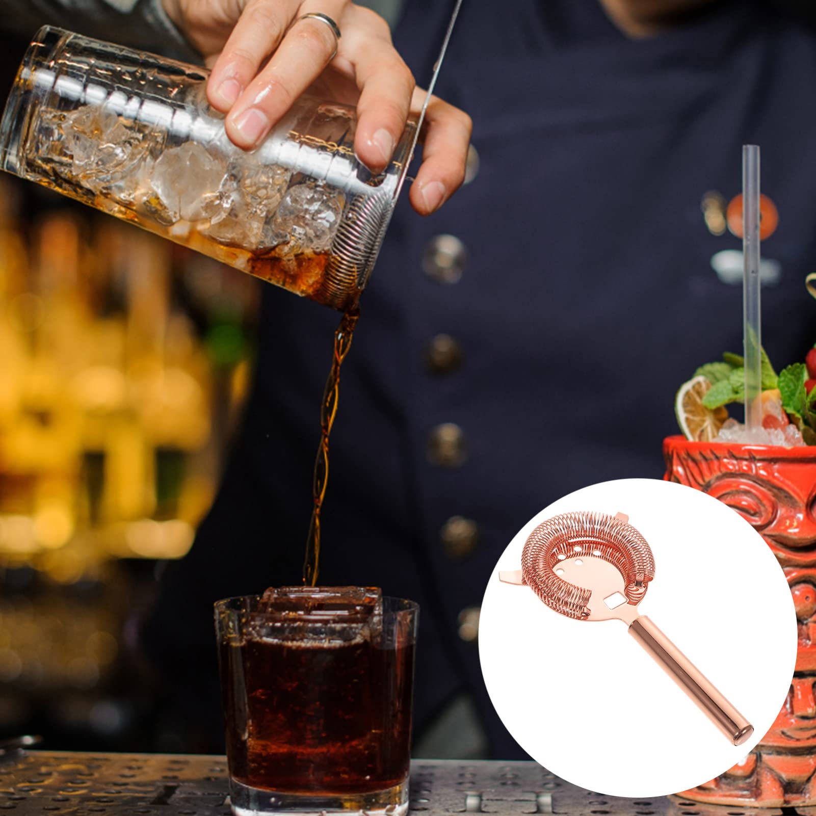 HEMOTON Bartender Filter Wire Strainer Shaker Strainer Metal Shaker Shakers Bartending Mesh Filter Barware Strainer Metal Colander Gold Suit Cocktail Set Stainless Steel