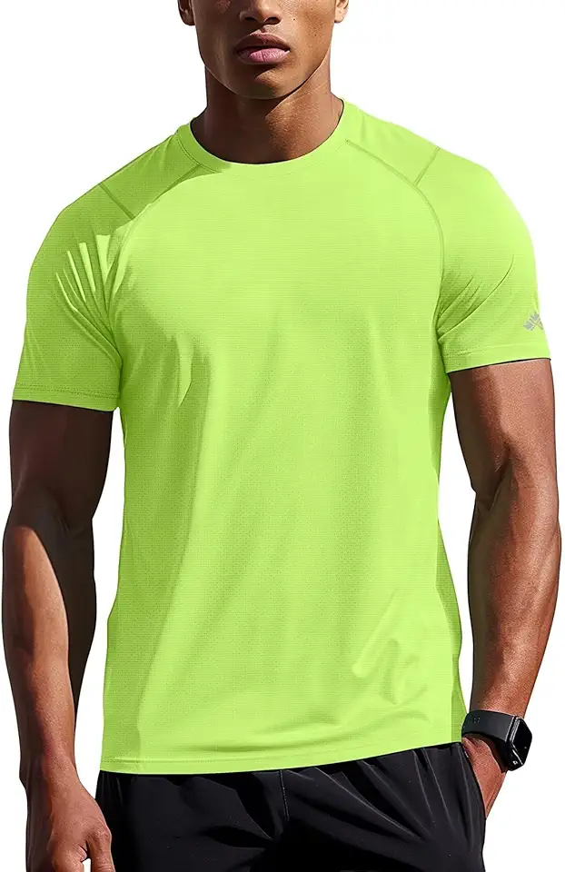 Mens Athletic Shirts Short Sleeve Quick Dry Gym Workout Running Exercise T-Shirt Moisture Wikcing Sports Tee Top